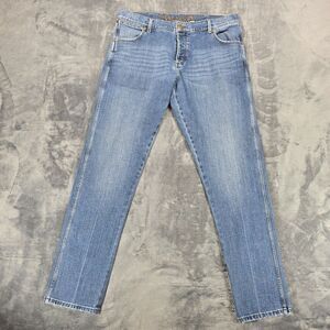 Wrangler Retro Slim Straight Jeans Mens 36x36 Blue Button Fly Western Casual